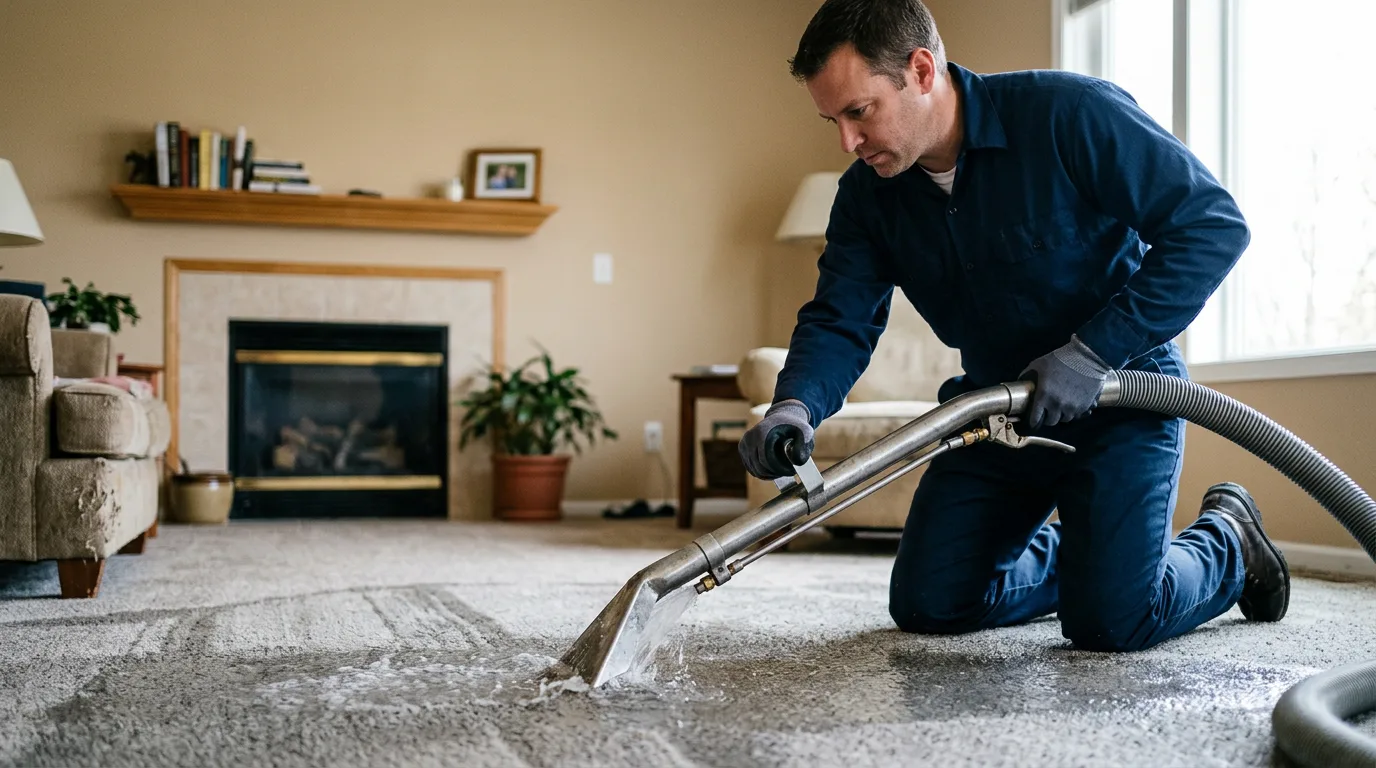 Water damage restoration technician working near Bowling Green, OH